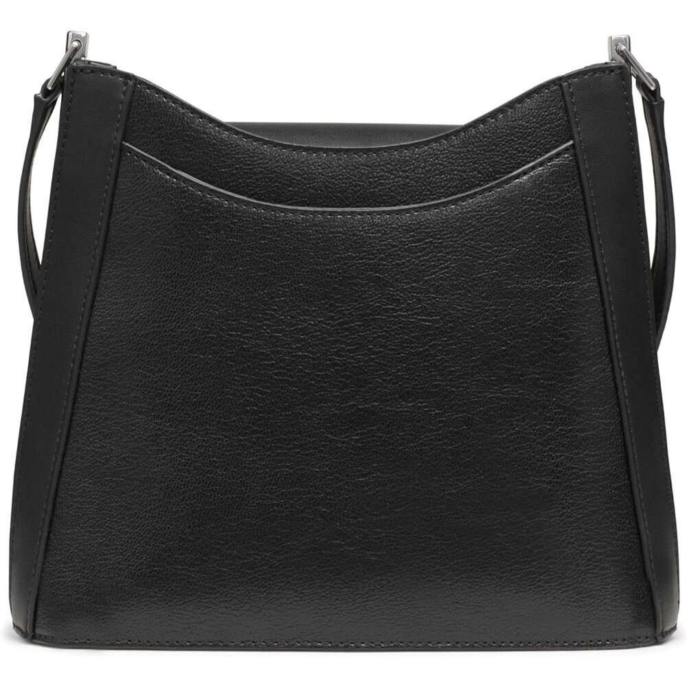 Womens Crossbody Bag Vegan Leather Small Black Silver Secure Interior Pockets - Picture 2 of 5